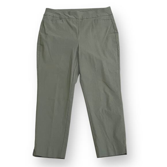 Chico's Size 10 Medium So Slimming Brigitte Vent Crop Pull On Pants Olive Green - Picture 1 of 9